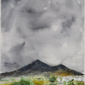 Nublados en la Sierra de Rute - Acuarela 57x77 cm.