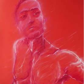 Selfie rojo - Pastel graso 50x70 cm